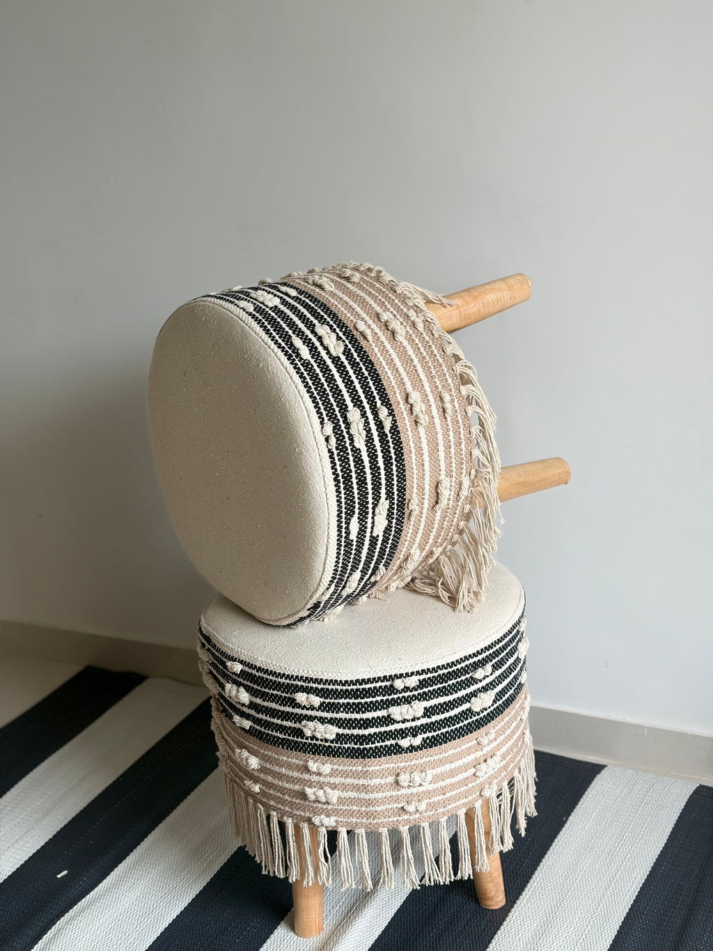 Boho stool Black and Brown