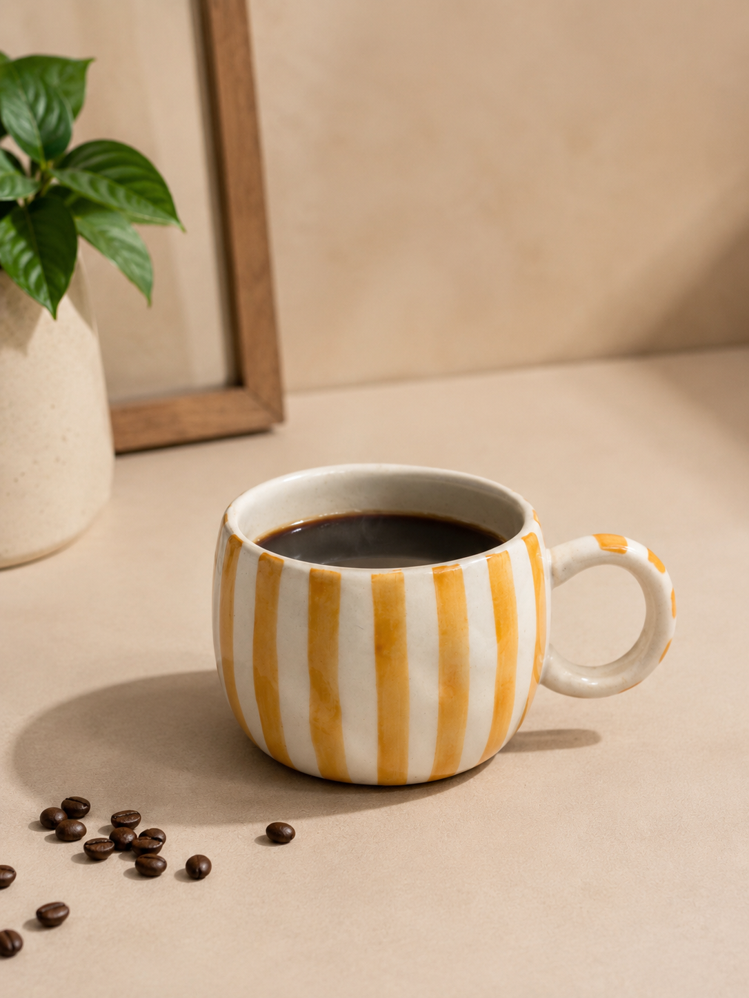 Yellow Striped Mug, coffee mug, tea mug