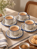 Blue Cup & Saucer- Set of 4
