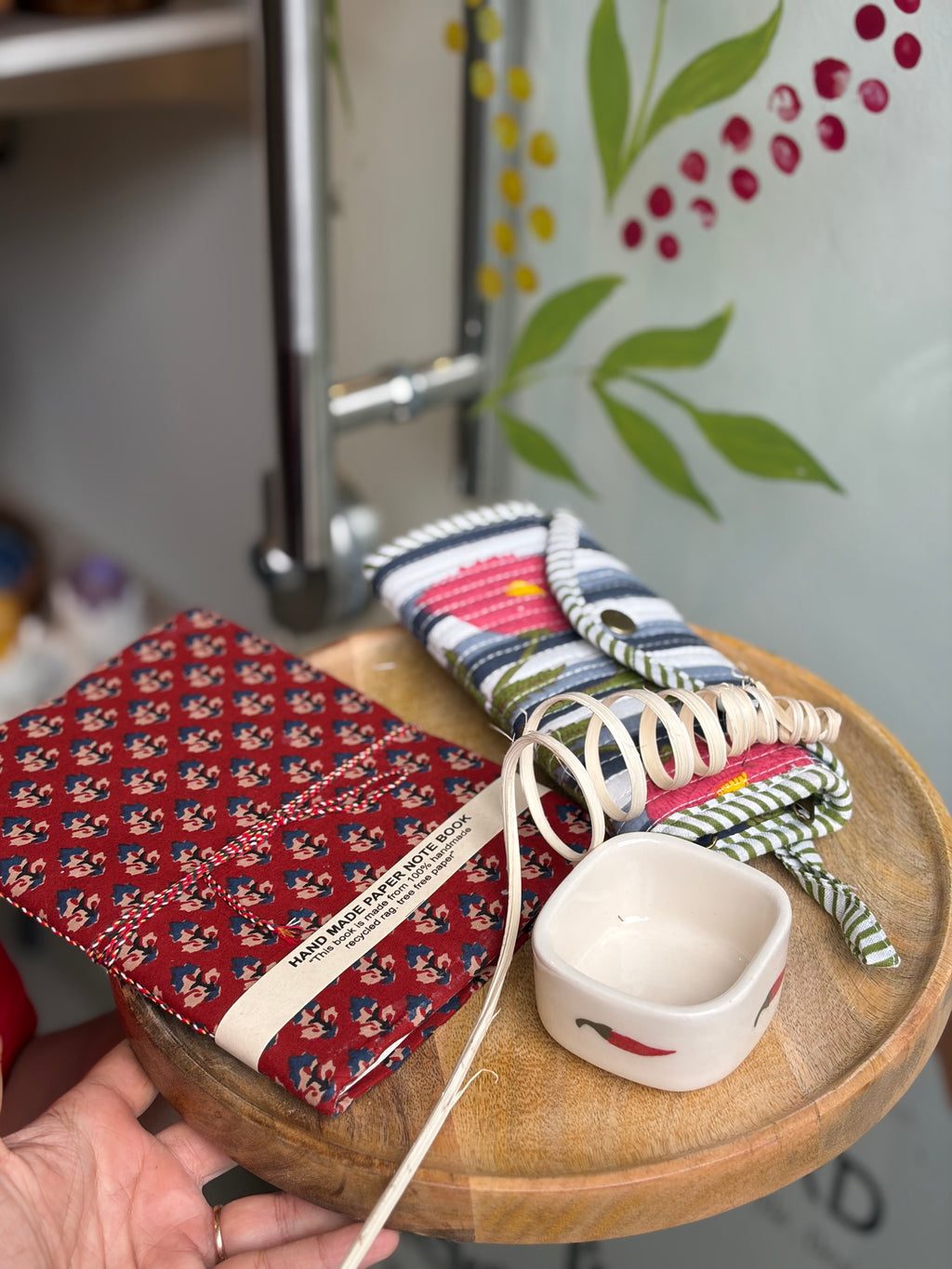 Tikhi Mirchi Hamper, 3 fold pouch, Mirchi Dip bowl, Handmade Diary