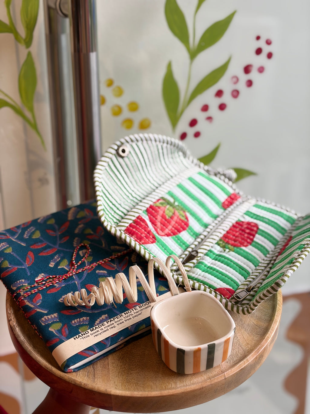 Rakhi Hamper, 3 fold pouch, Mirchi Dip bowl, Handmade Diary