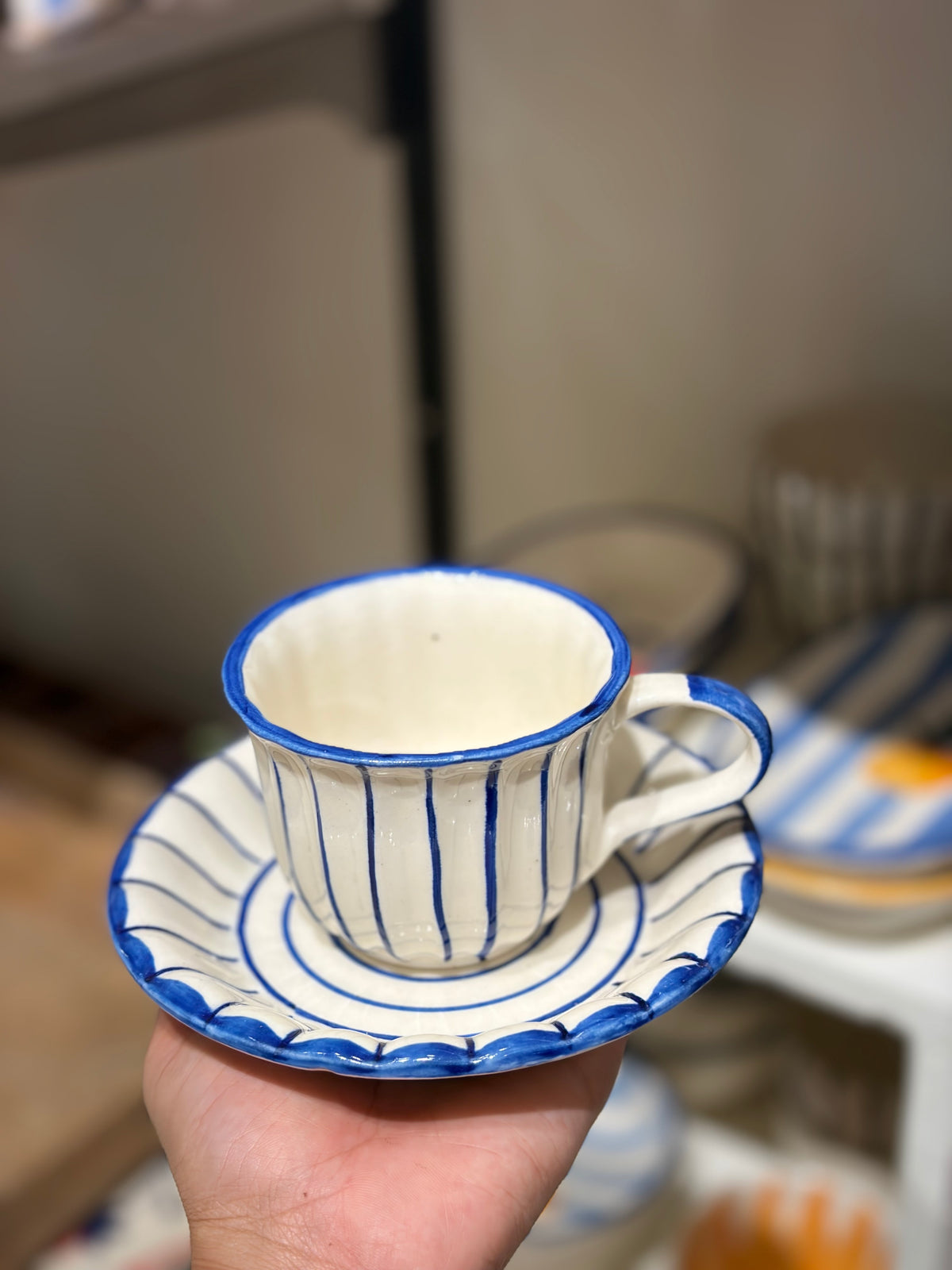 Blue Cup & Saucer- Set of 4