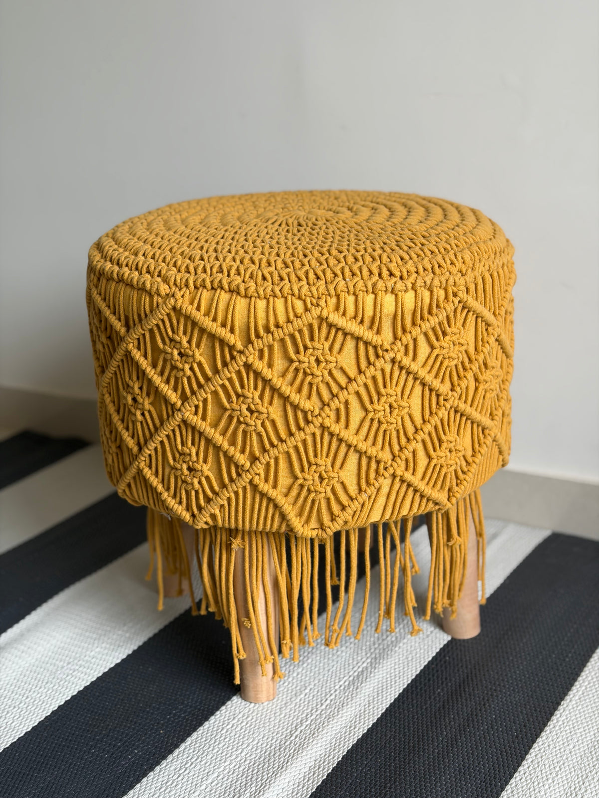 Mustard boho stool