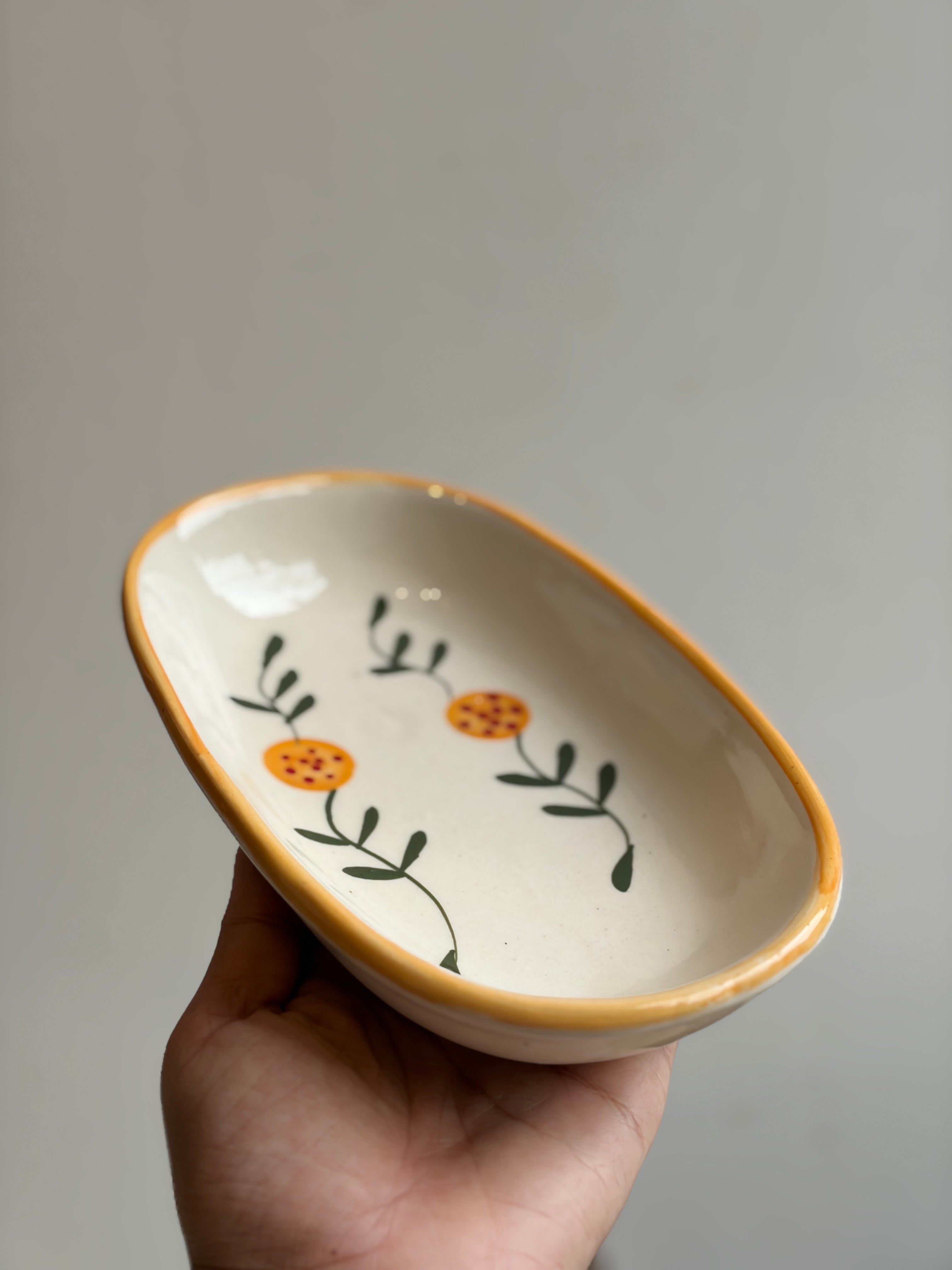 Yellow Oval serving plate bowl