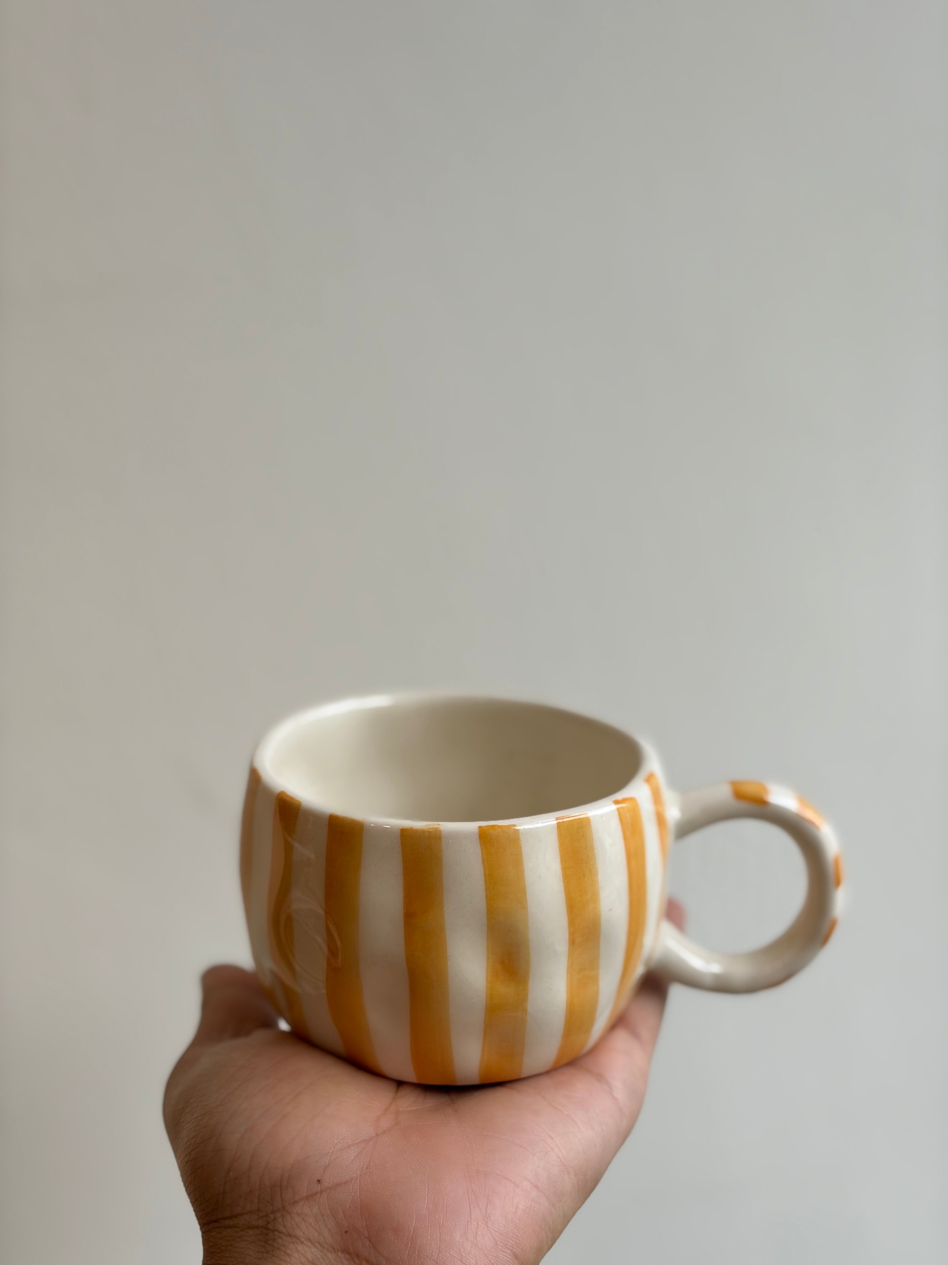 Yellow Striped Mug, coffee mug, tea mug