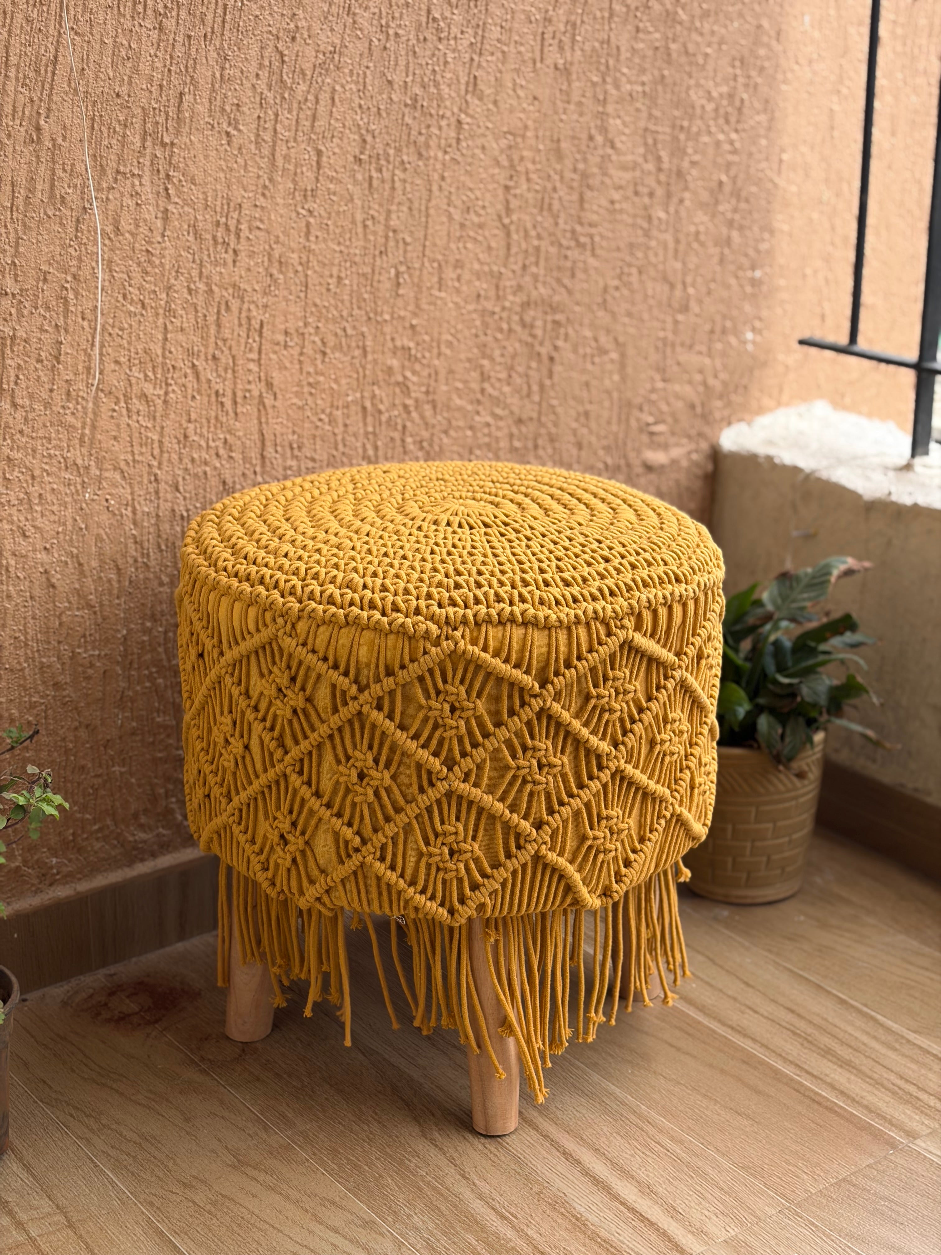 Mustard boho stool