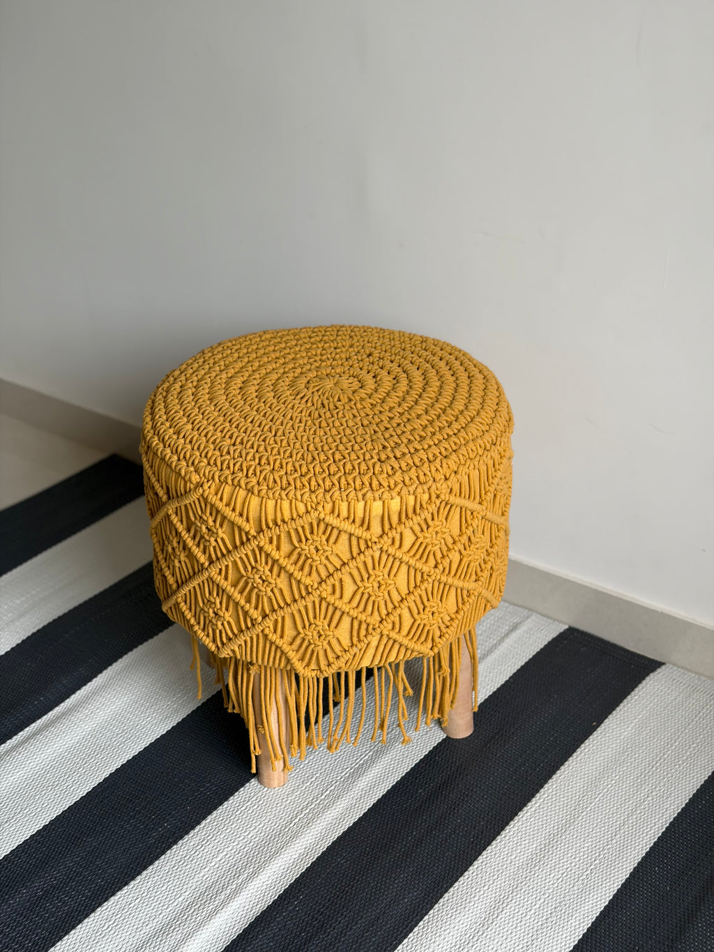 Mustard boho stool