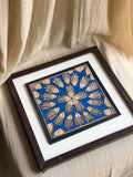 Original Madhubani Blue spiral Fish- Framed