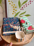 Rakhi Hamper, 3 fold pouch, Mirchi Dip bowl, Handmade Diary