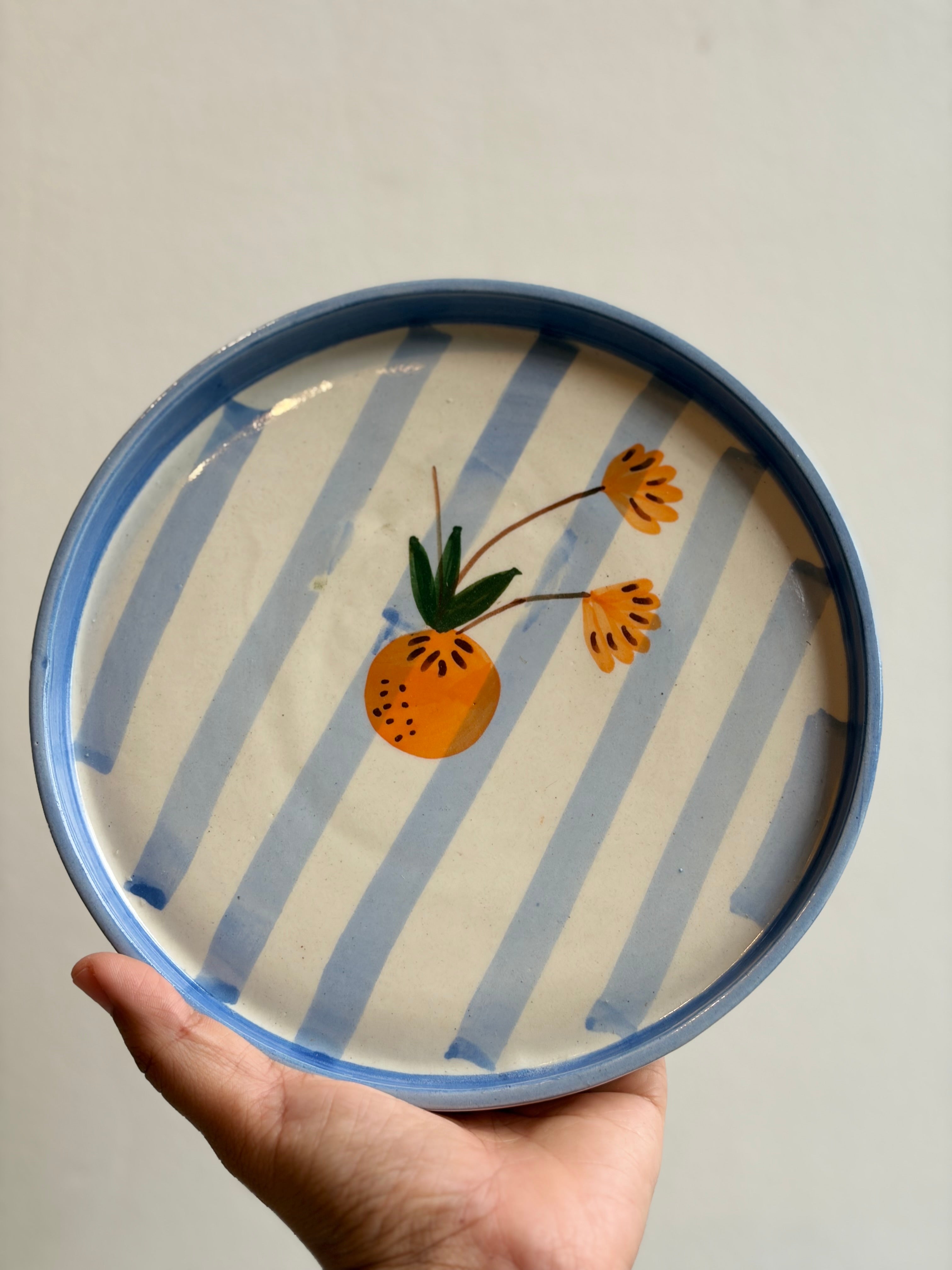Blue strip Lemon Plate