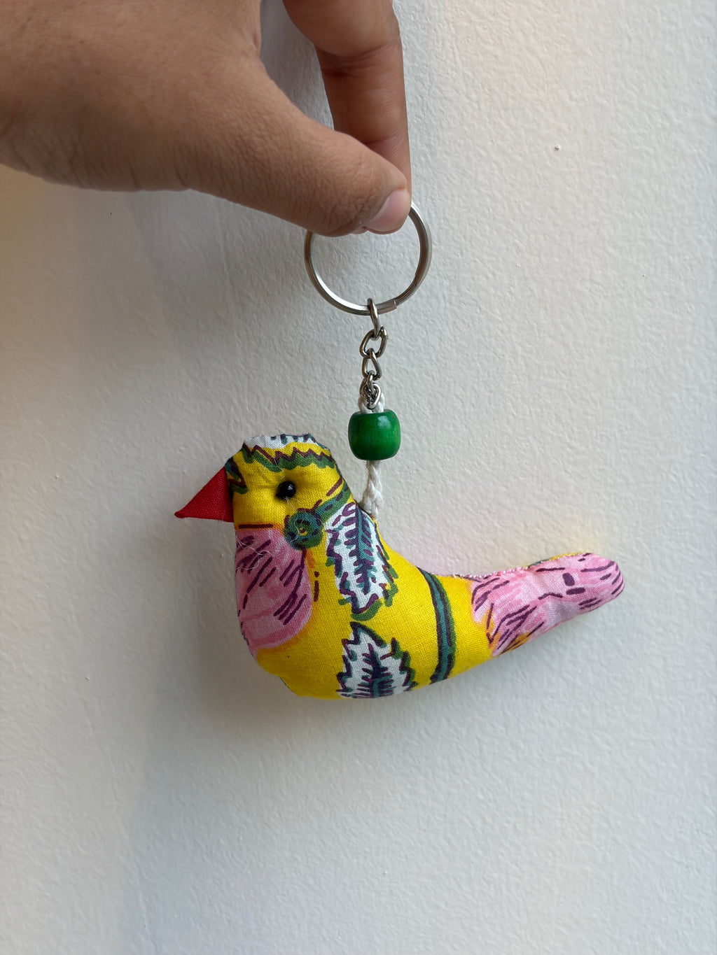 Yellow Bird fabric keychain