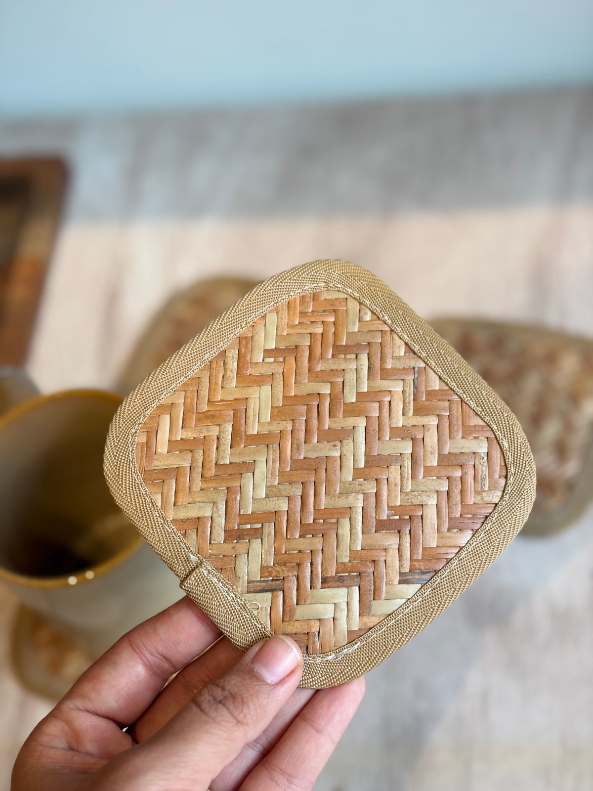 Handwoven Cane coasters- Set of 4