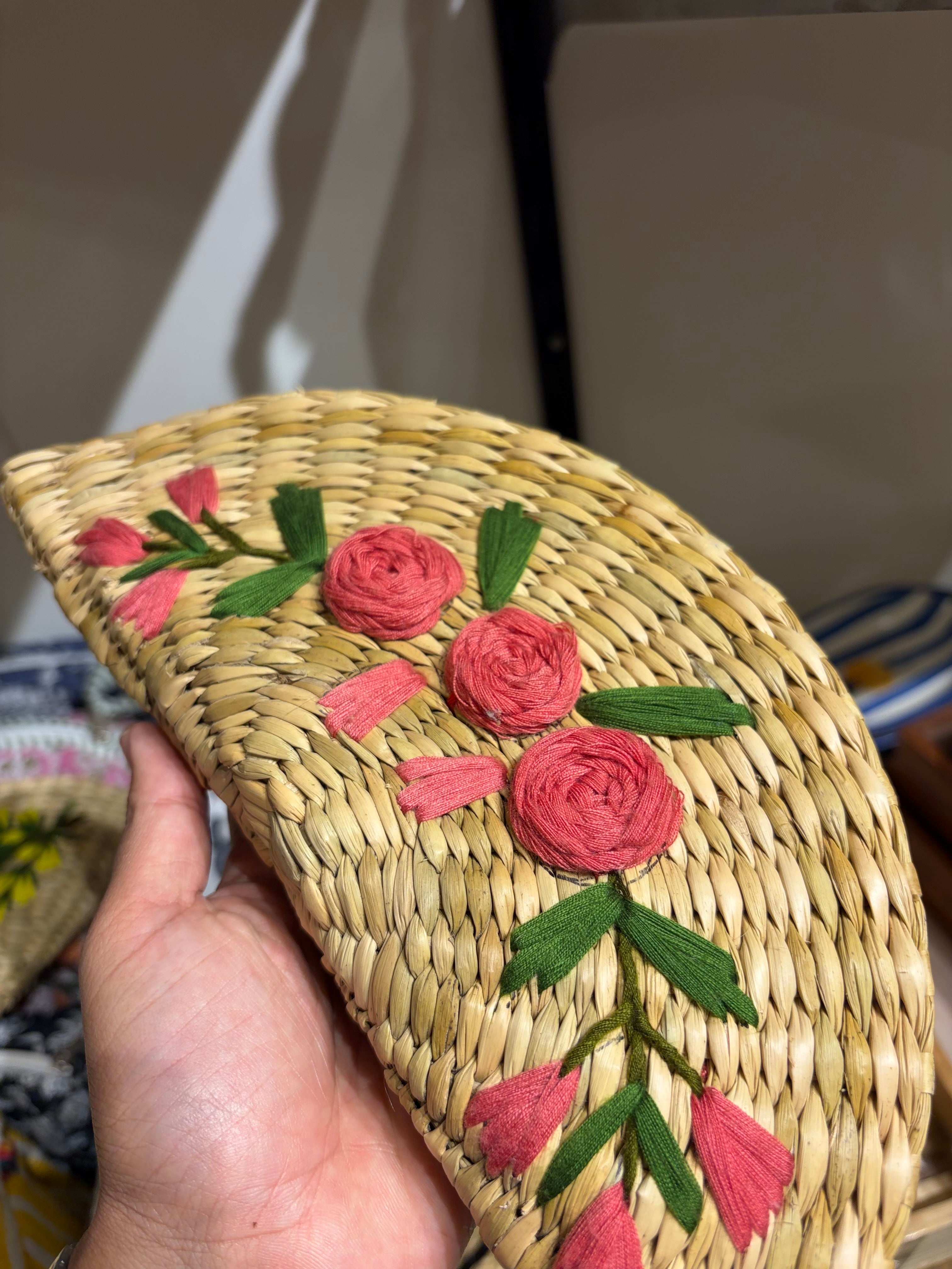 Embroidery jute clutch, Punk roses
