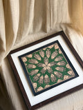 Original Madhubani Green Fish Painting- Framed