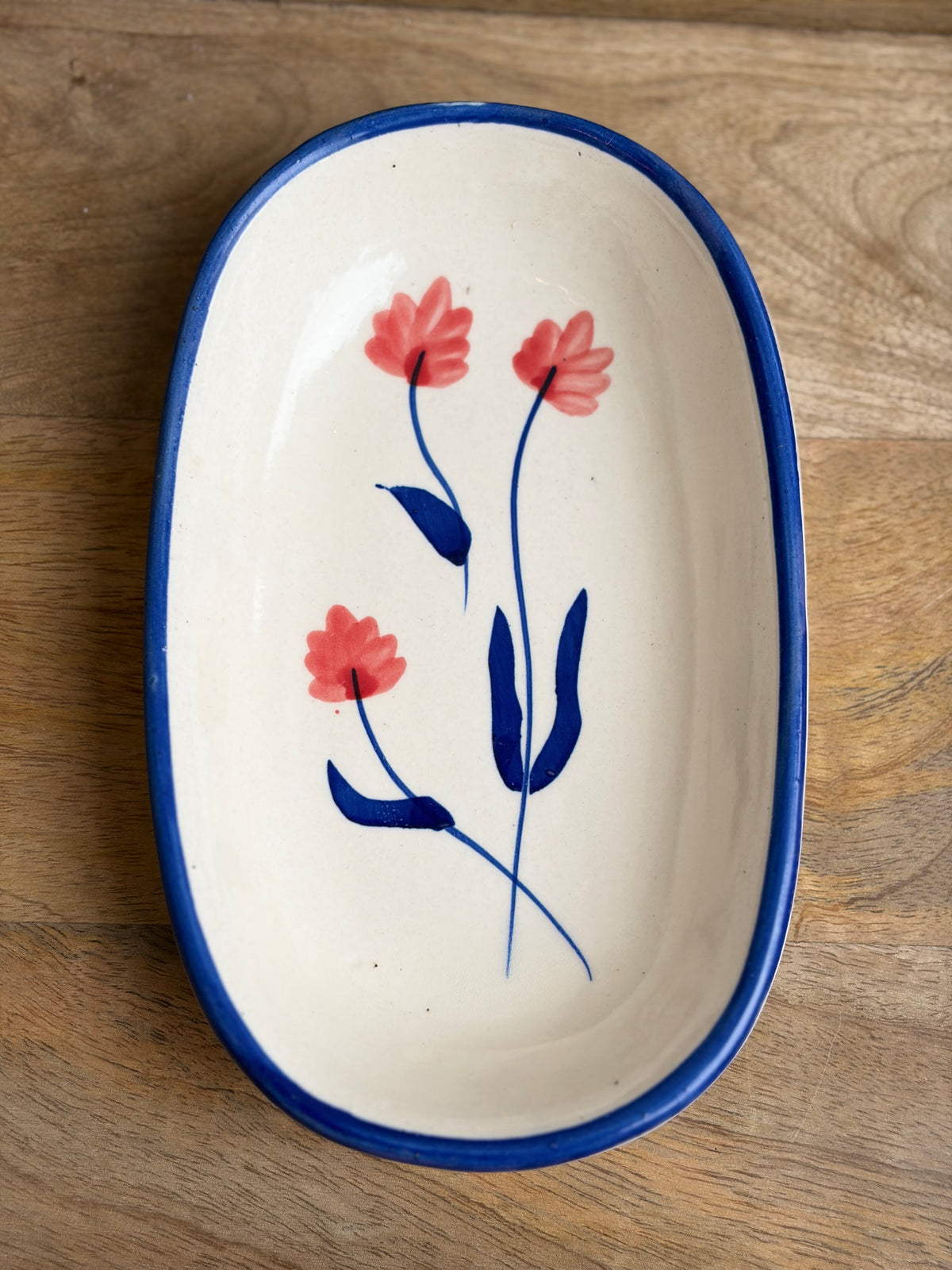 Blue Oval serving plate bowl