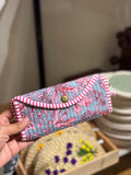 3 fold pouch- Pink flowers