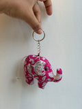 Hot pink Elephant keychain, handmade with fabric