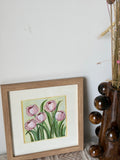 Pink Tulips original artwork- Acrylic on canvas, Frames