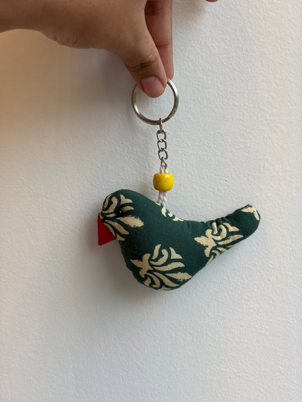 Green Bird fabric keychain