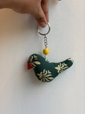 Green Bird fabric keychain