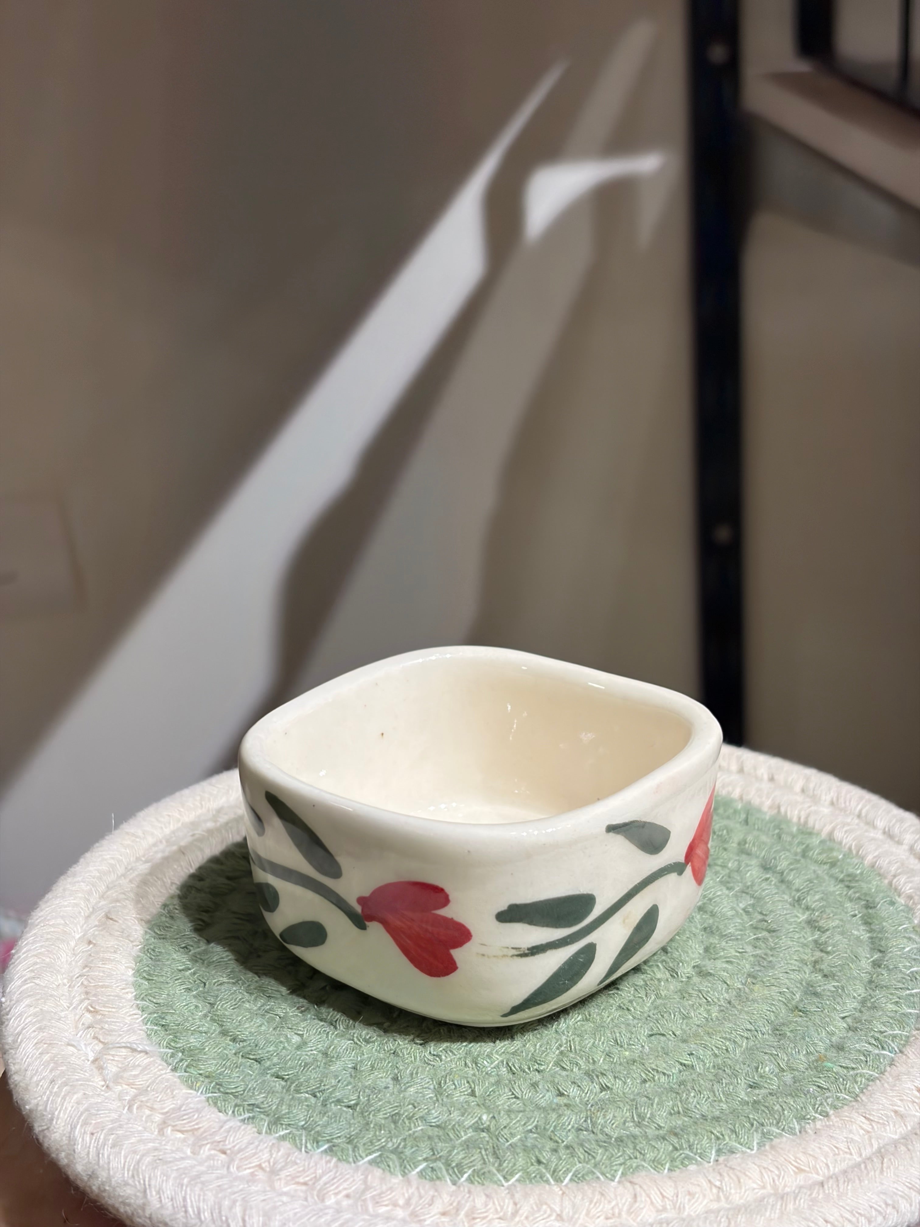 Dip Bowls - Red flower-set of 2
