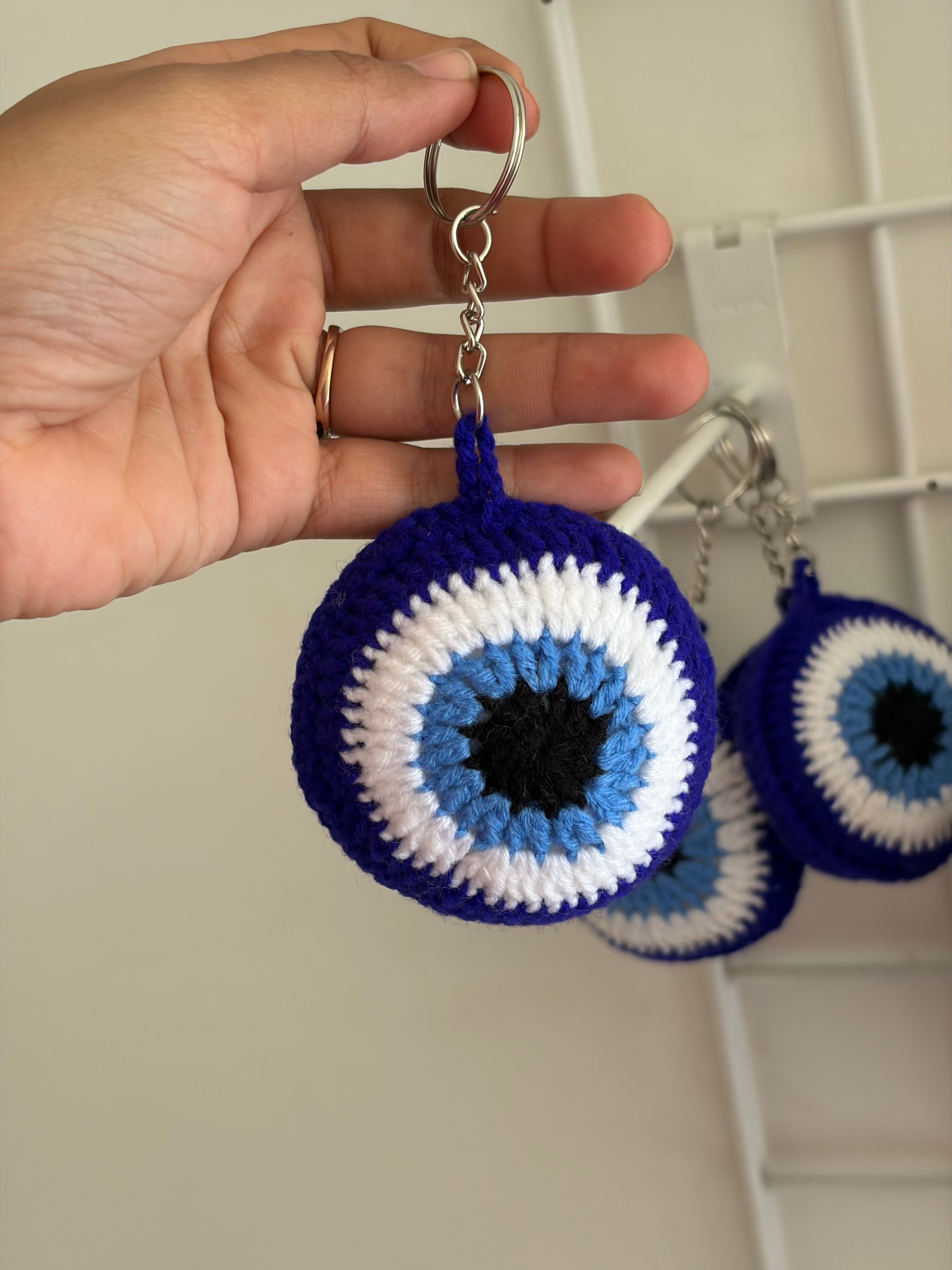 Handmade evil eye crochet Keychain