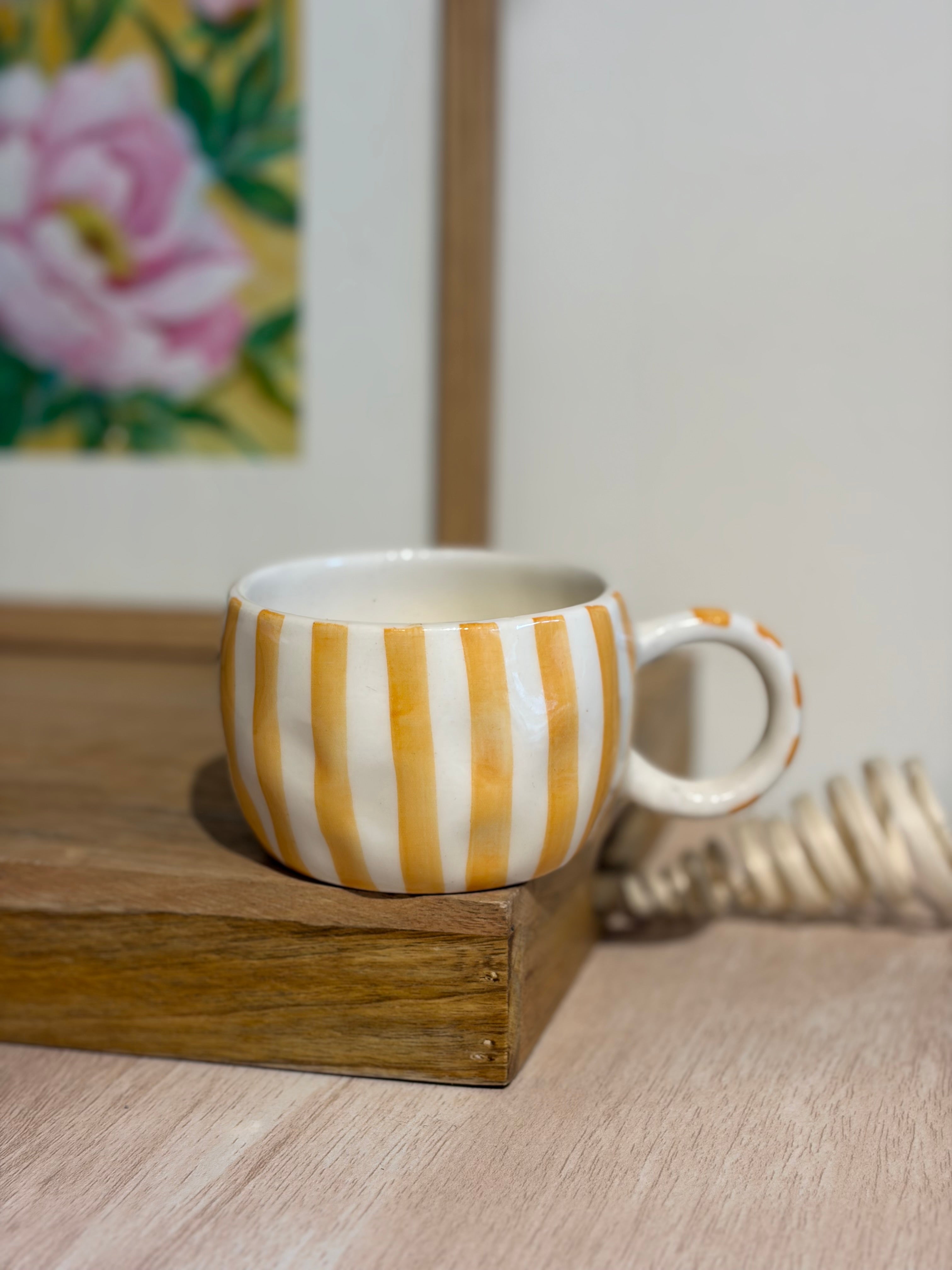 Yellow Striped Mug, coffee mug, tea mug