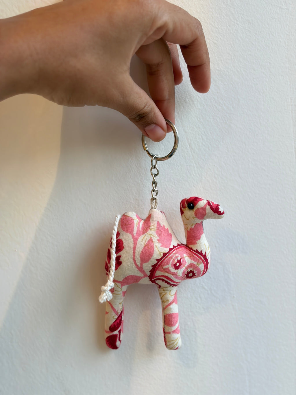 Pink Camel keychain, Handmade with fabric