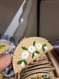 Embroidery jute clutch- white flowers