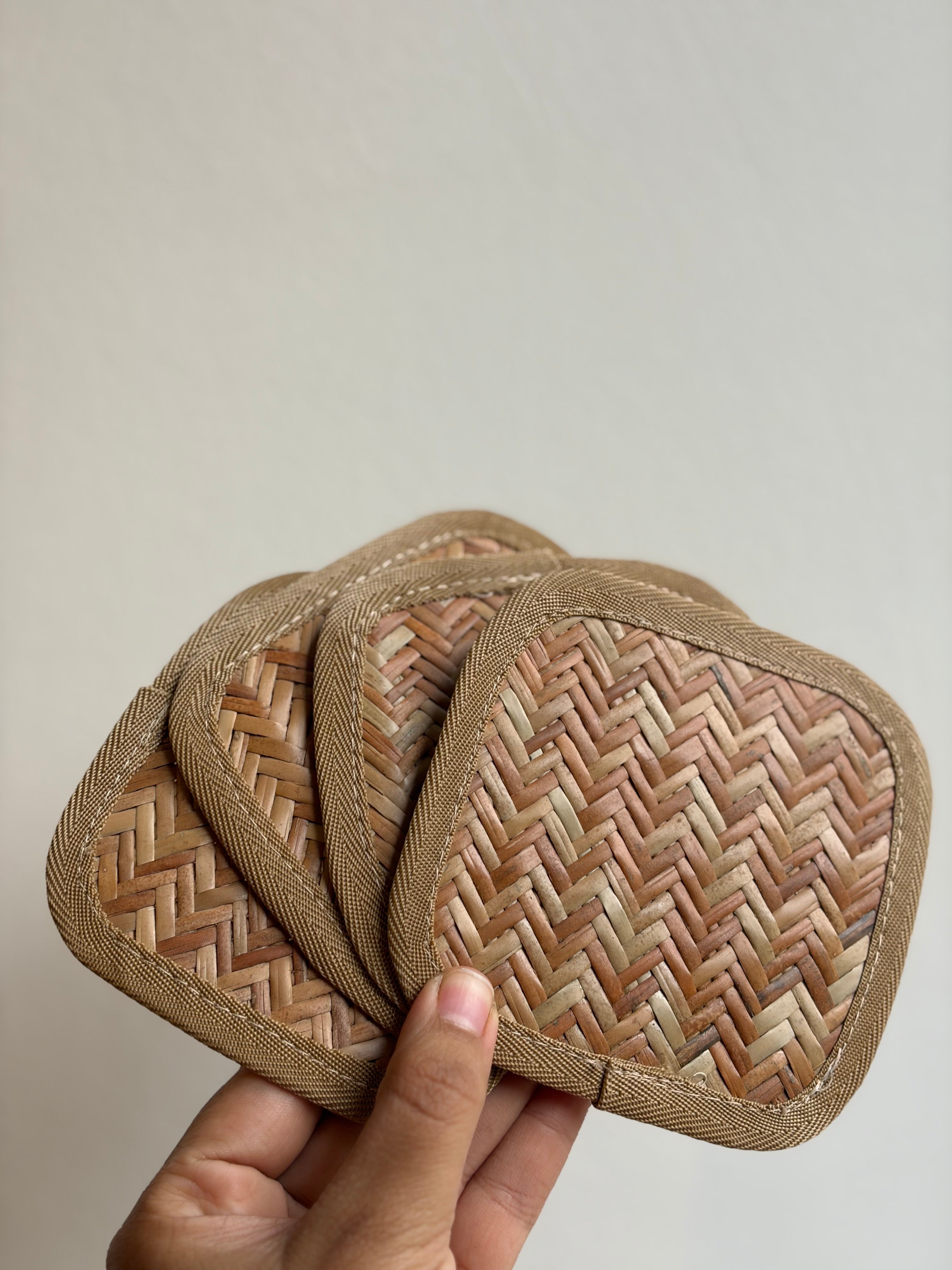 Handwoven Cane coasters- Set of 4