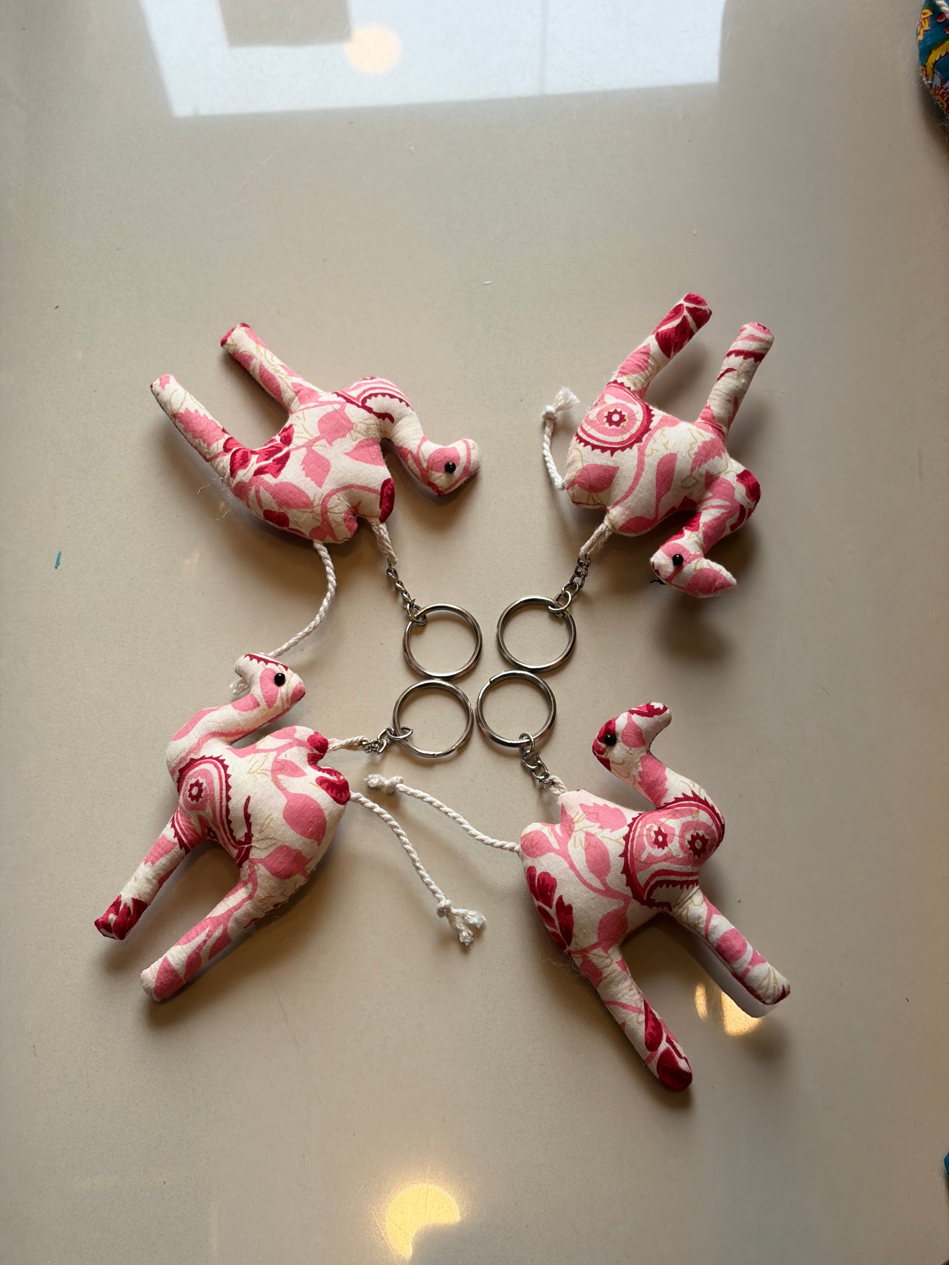 Pink Camel keychain, Handmade with fabric