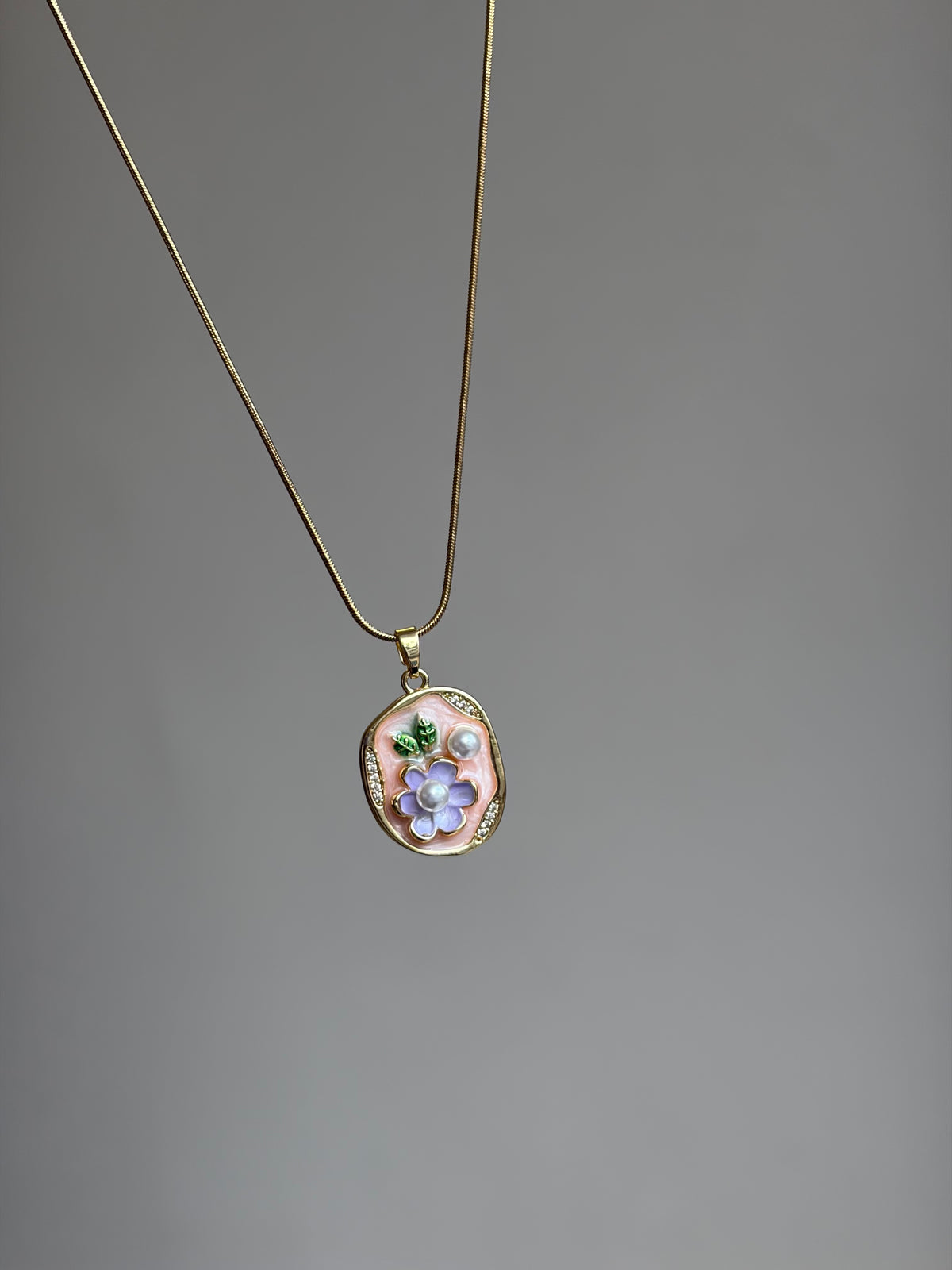 Pink flower pearl Pendant Neckpiece