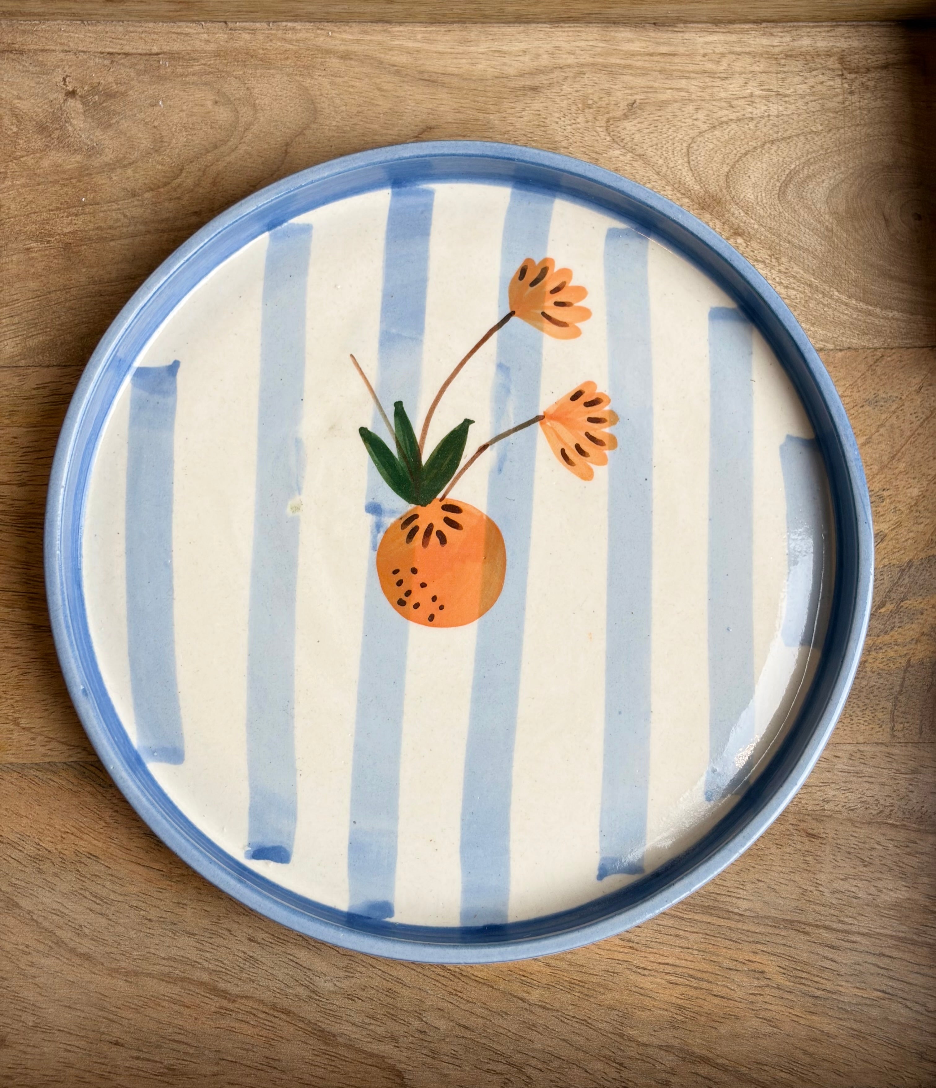 Blue strip Lemon Plate