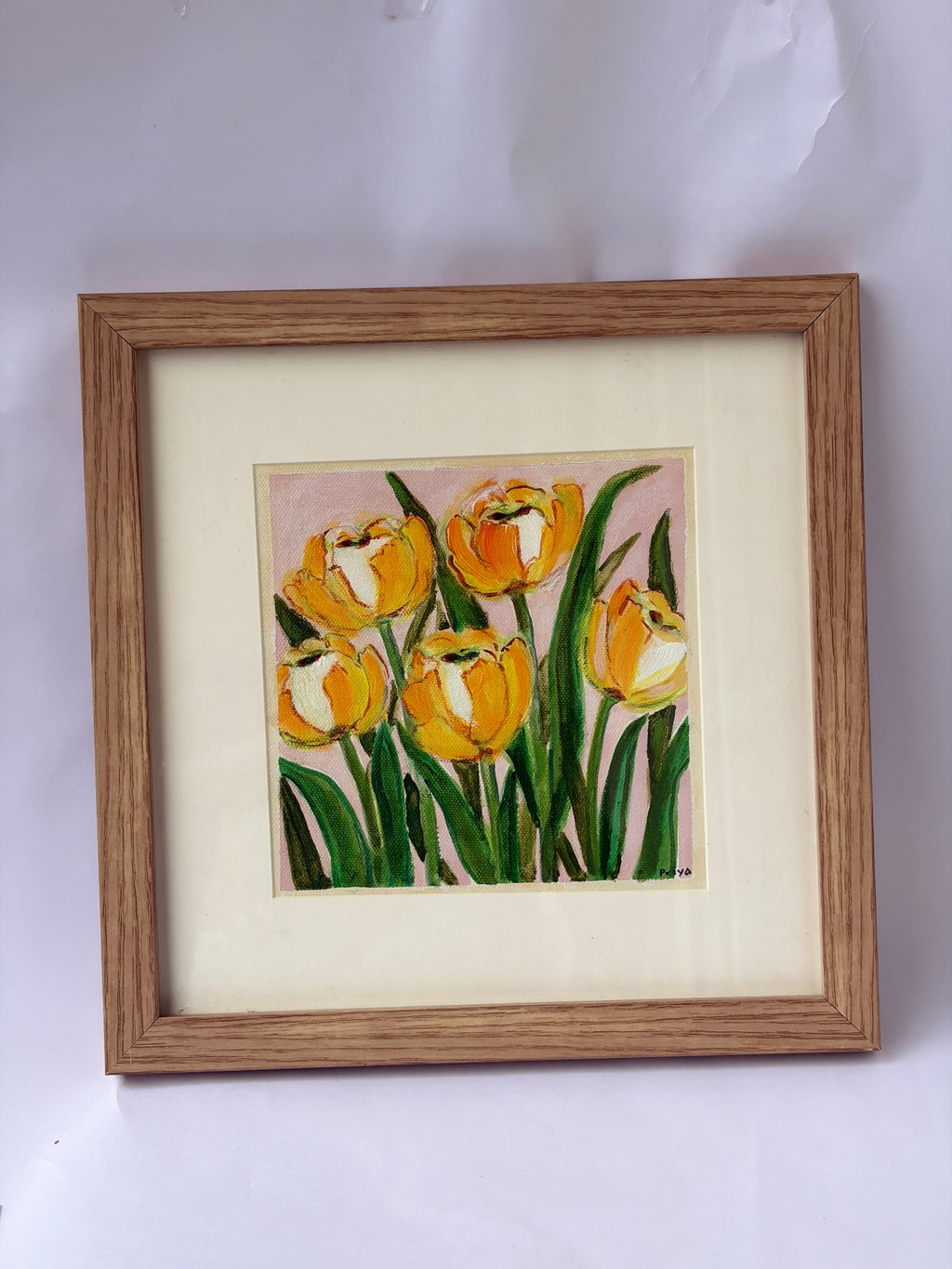 Yellow Tulip- Original Artwork- Acrylic on canvas Frames