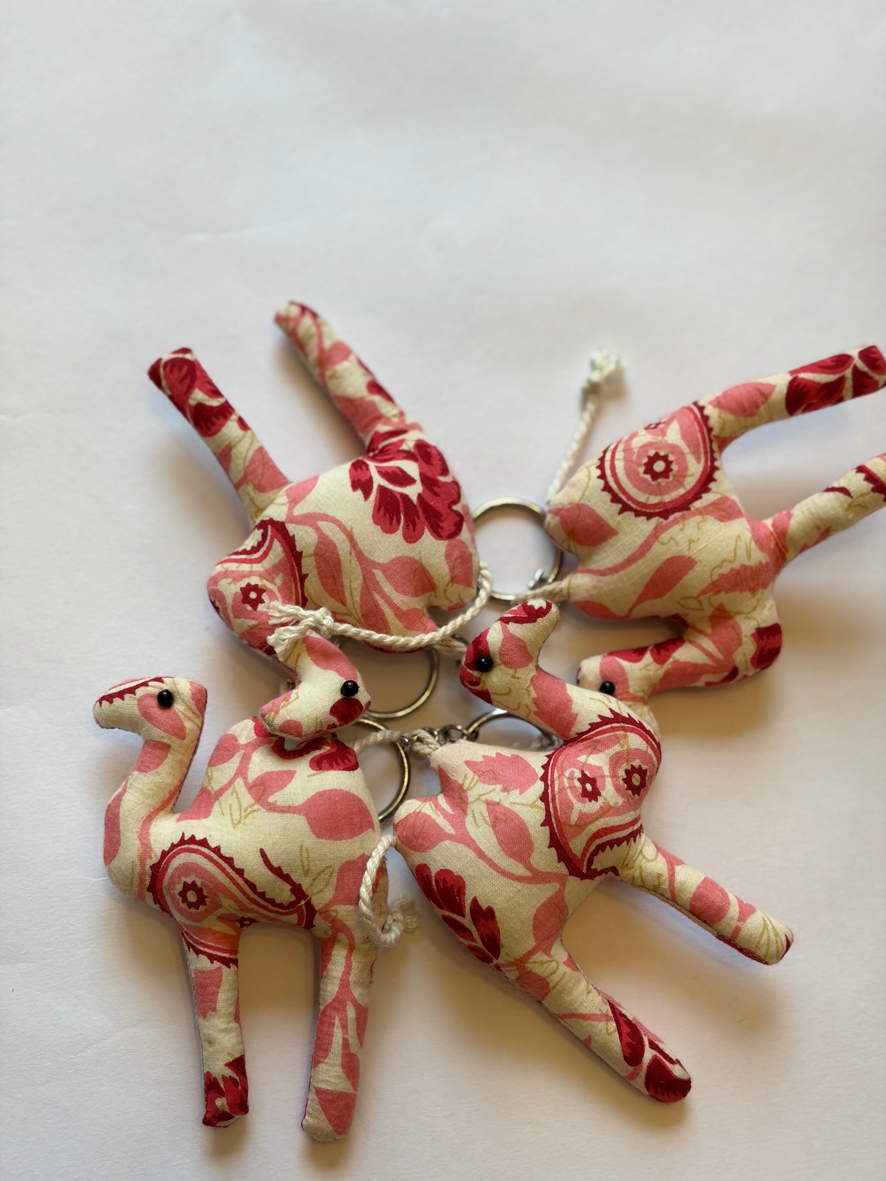 Pink Camel keychain, Handmade with fabric