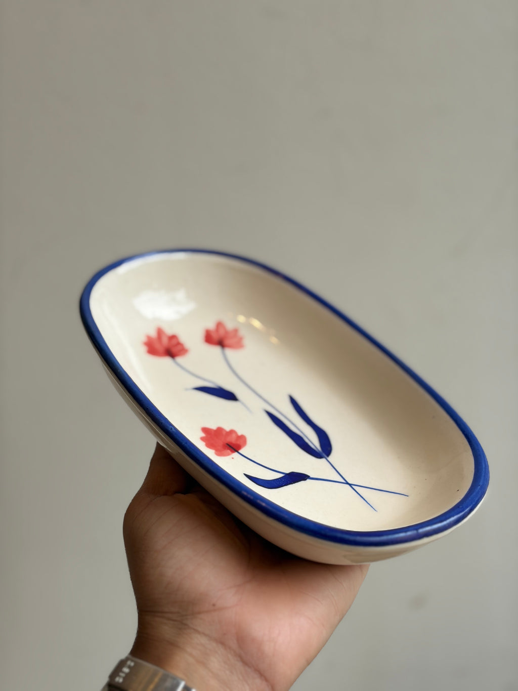 Blue Oval serving plate bowl