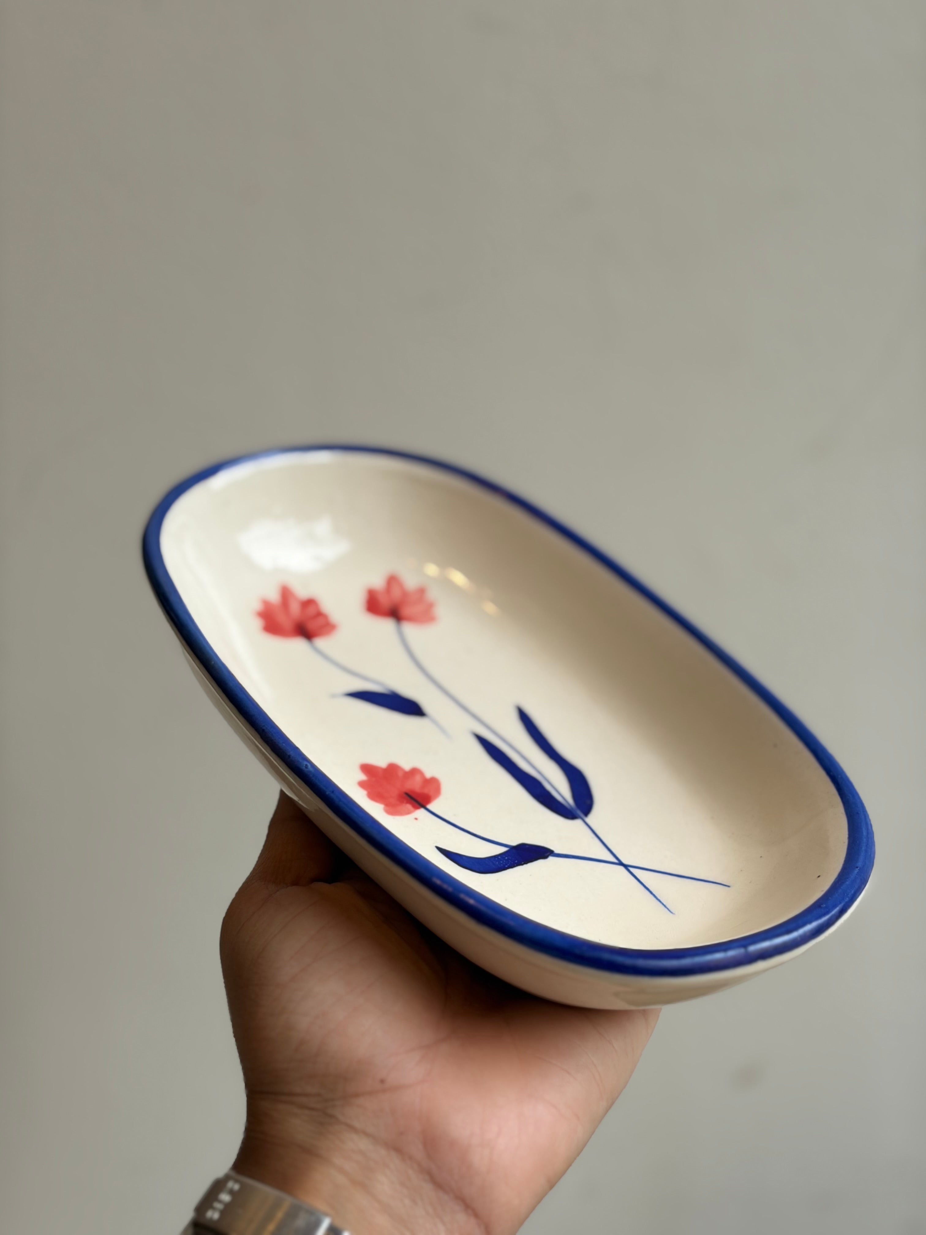 Blue Oval serving plate bowl
