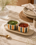 Dip Bowls - Green yellow strips -set of 2