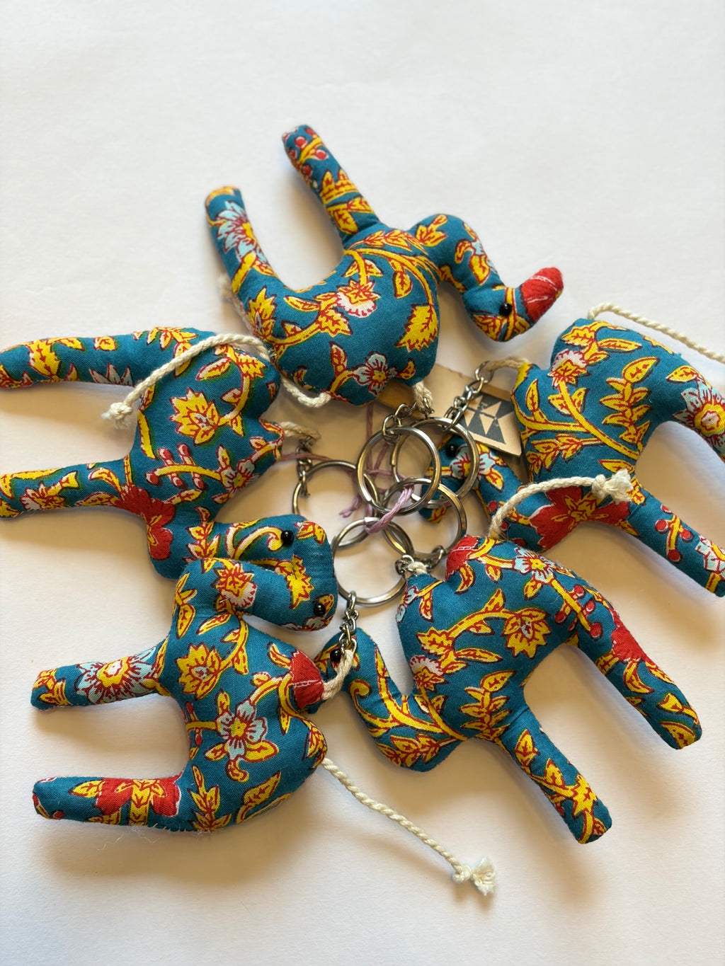 Blue Camel keychain, Handmade with fabric
