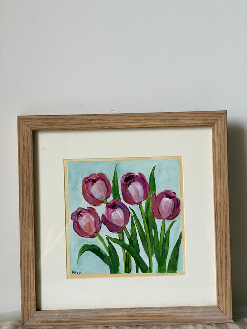 Purple Tulip- Original Artwork- Acrylic on canvas Frames
