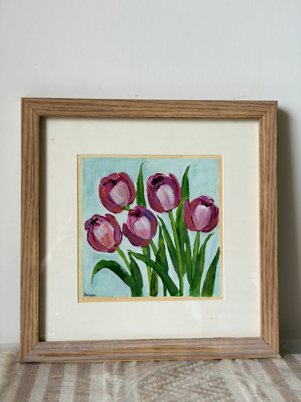 Purple Tulip- Original Artwork- Acrylic on canvas Frames