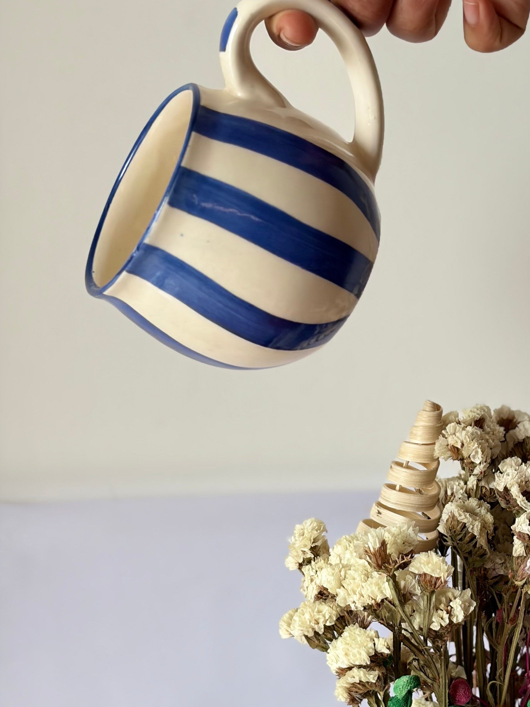 Blue striped large mug