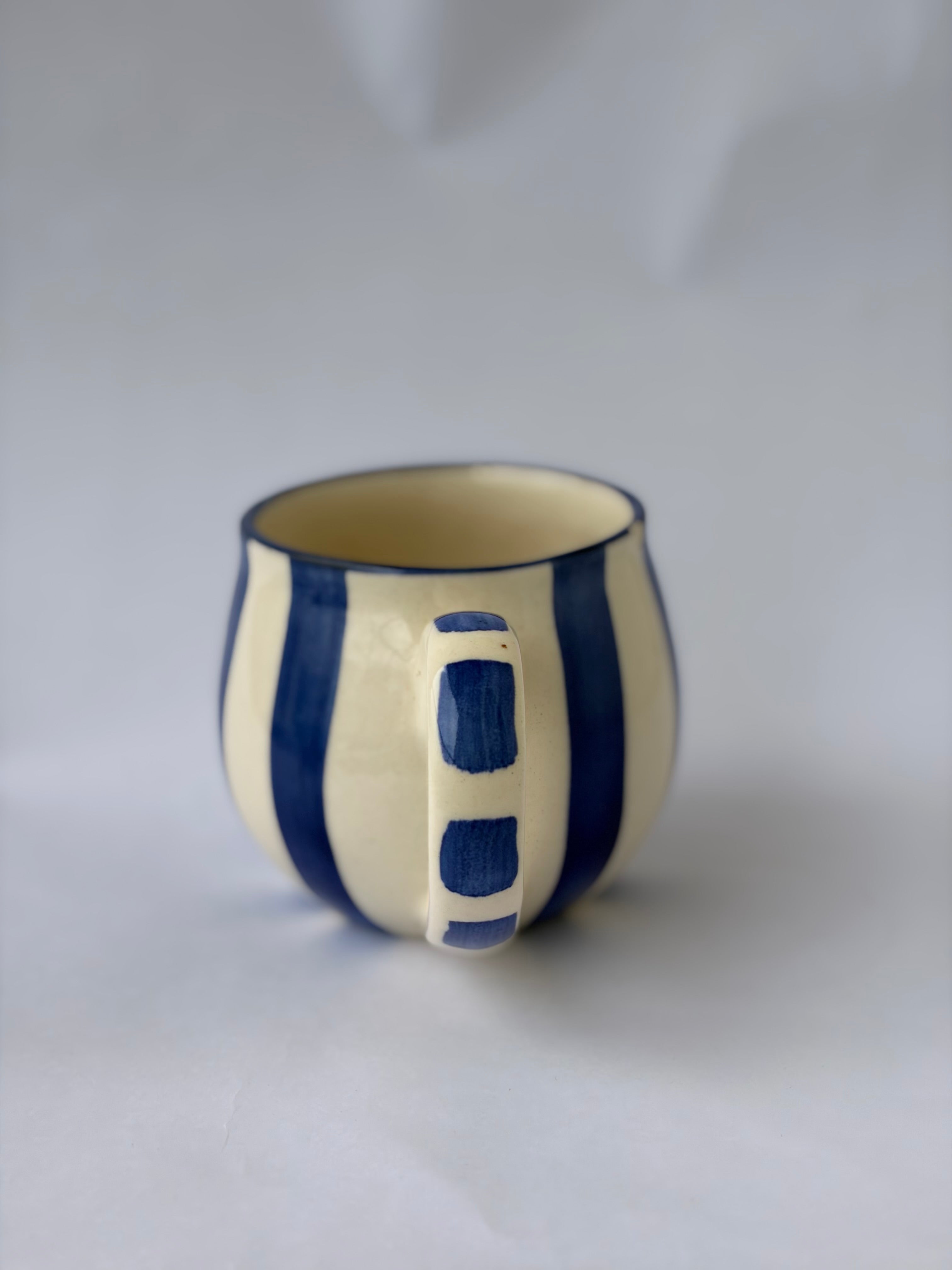 Blue striped large mug