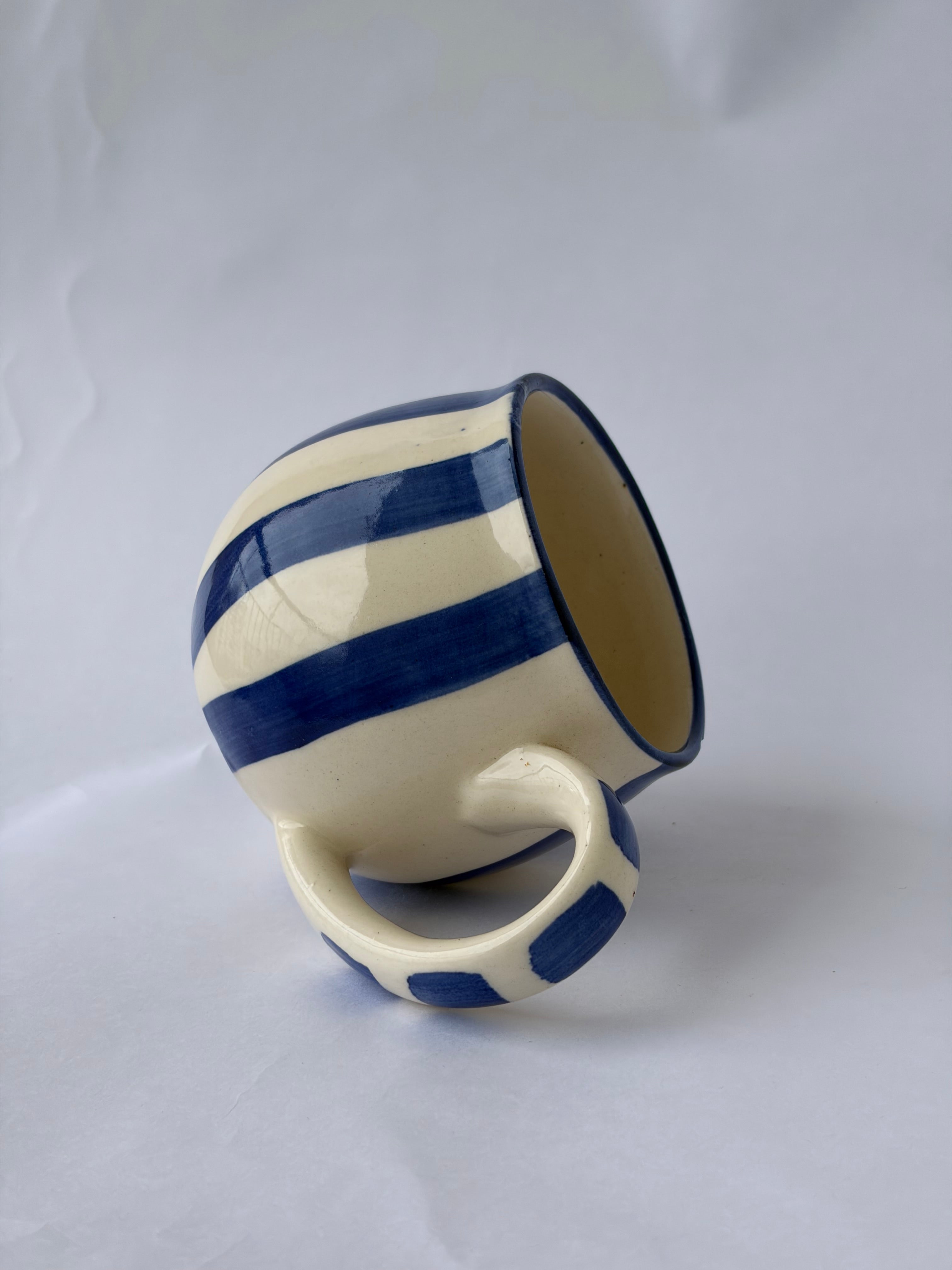 Blue striped large mug