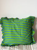 Green striped cushion cover