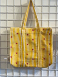 Yellow tote with hearts