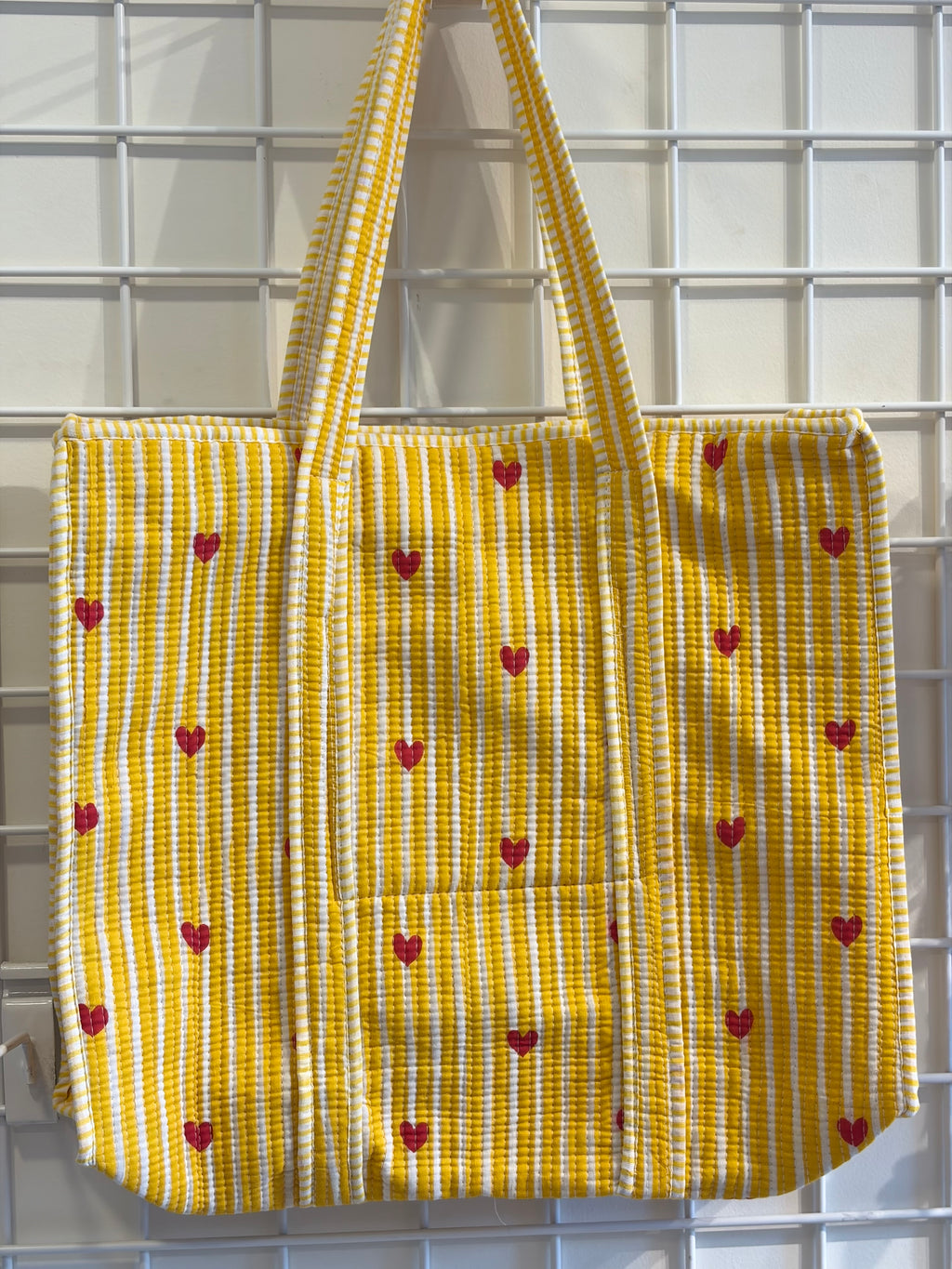 Yellow tote with hearts