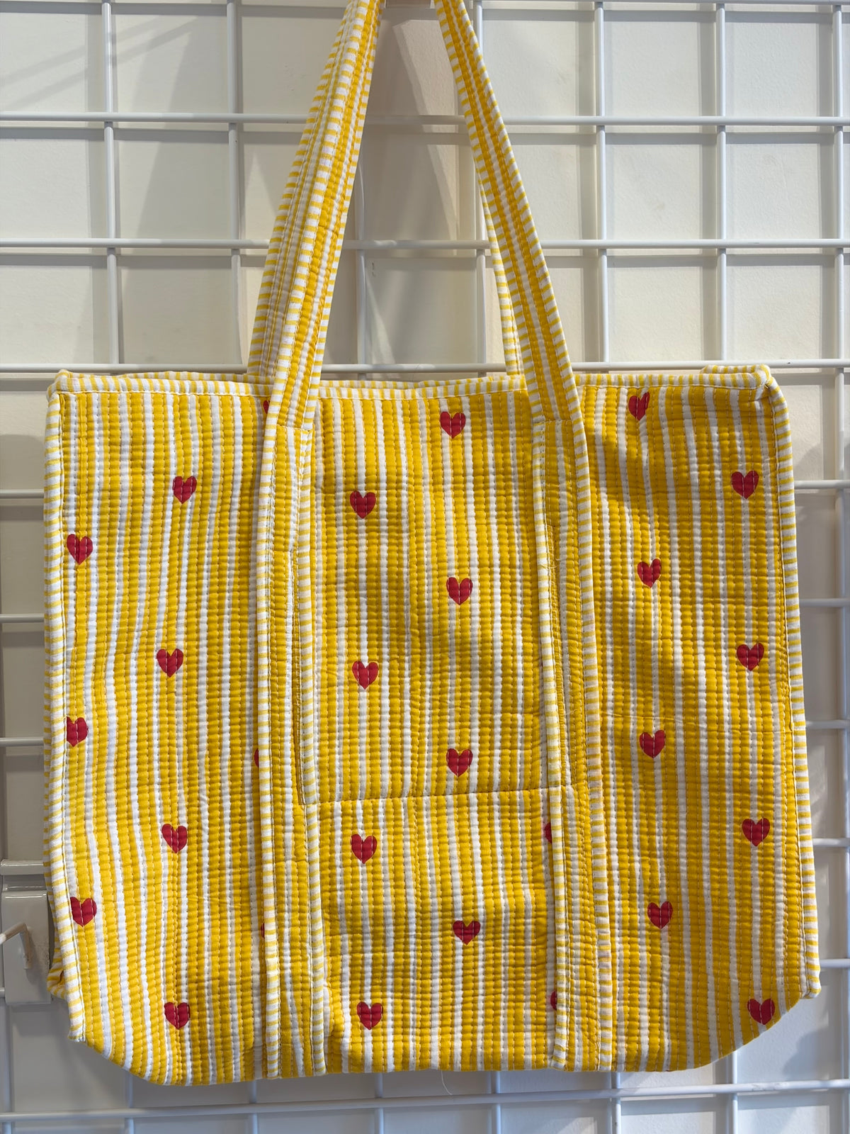 Yellow tote with hearts