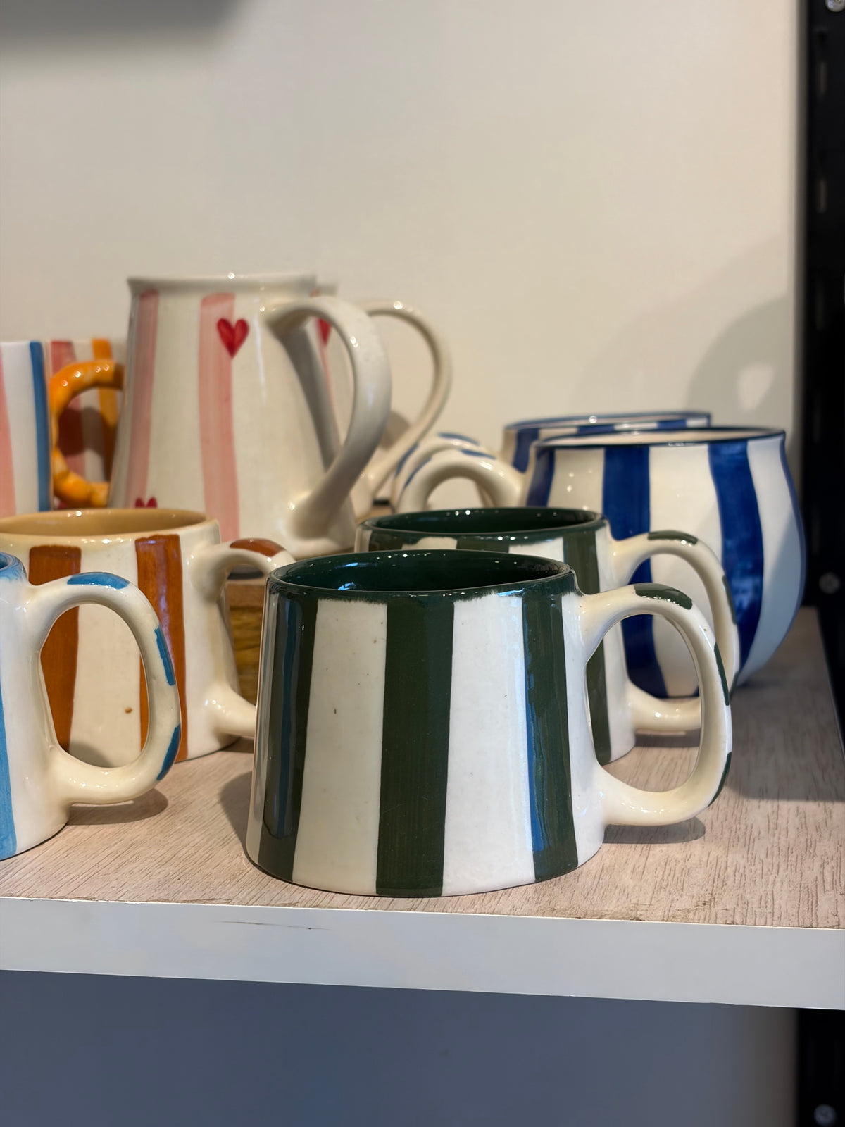 Green striped mug